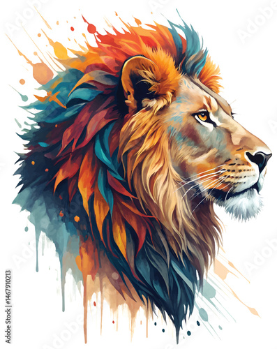 A watercolor lion head vector illustration art.