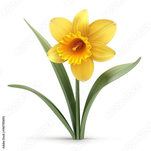 Wallpaper Mural Yellow daffodil in full bloom, isolated against white. Torontodigital.ca