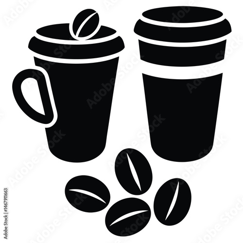 Coffee Cups and Beans A Simple Illustration of Coffee Beverages