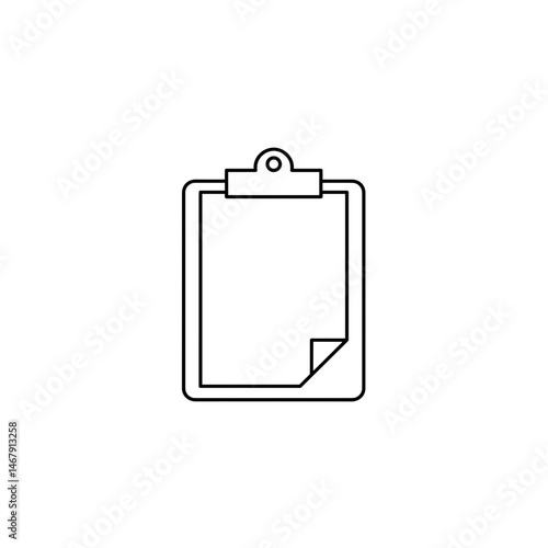 Clipboard icon black and white with curled page corner
