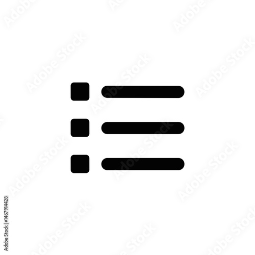 Bulleted list icon black and white with filled square bullets