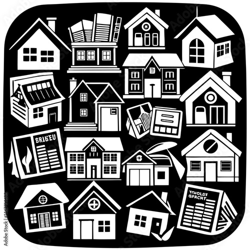 House and building vector icons set.