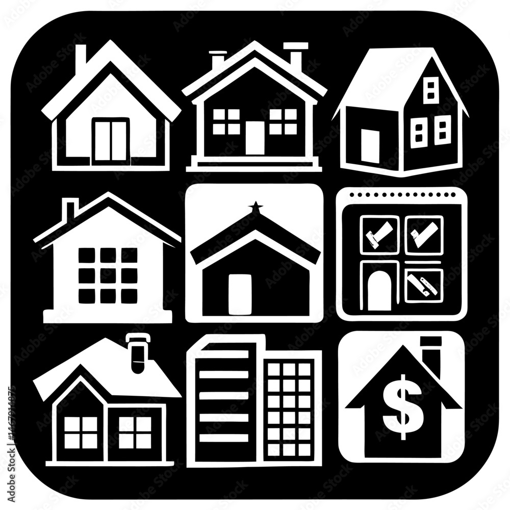 Fototapeta premium House and building vector icons set.