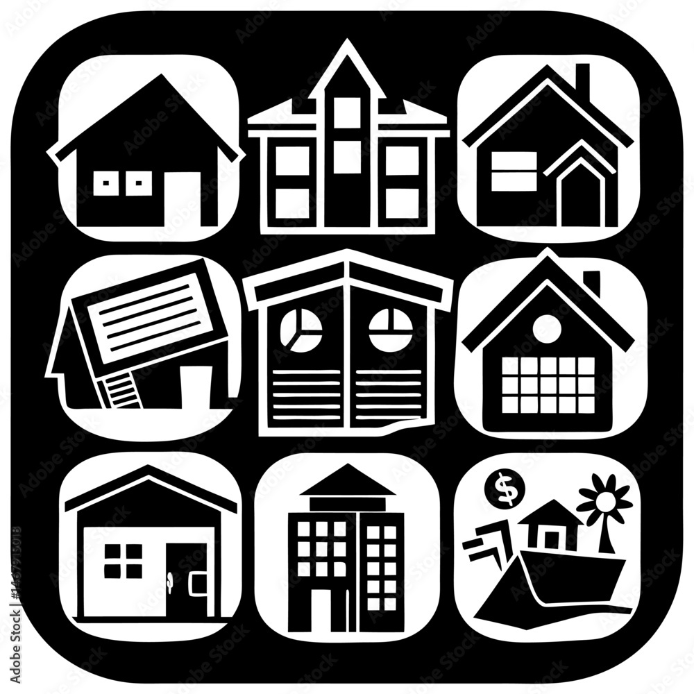 Fototapeta premium House and building vector icons set.