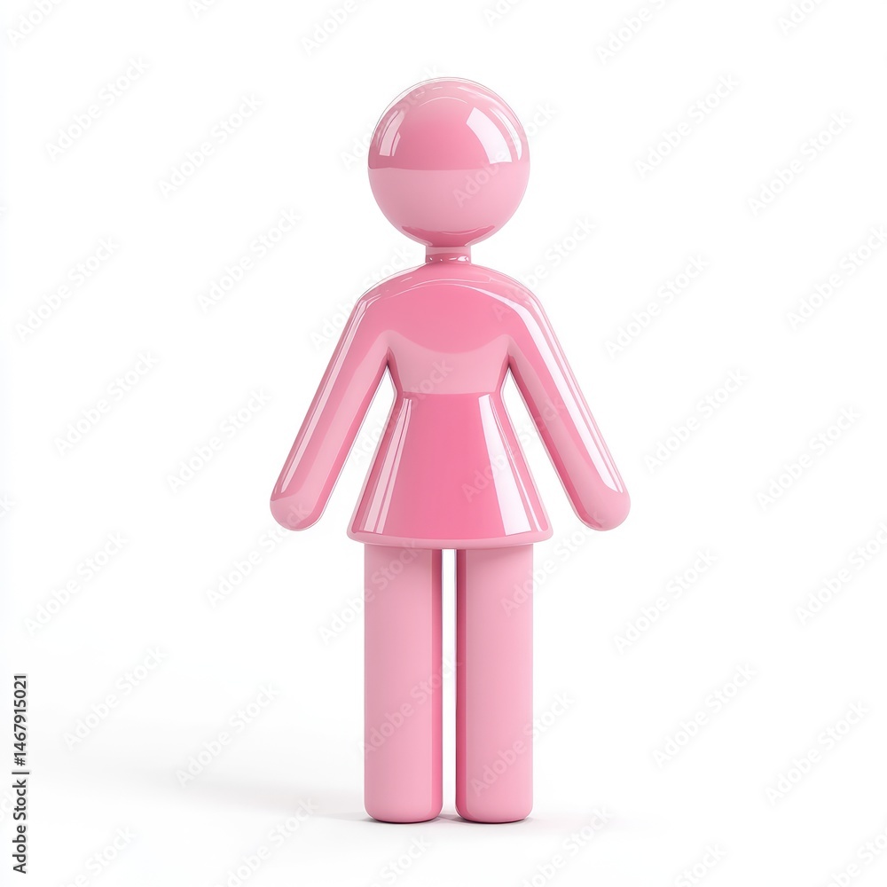 Pink stylized female figure, standing in profile view. Pink stylized female figure, standing in profile view.