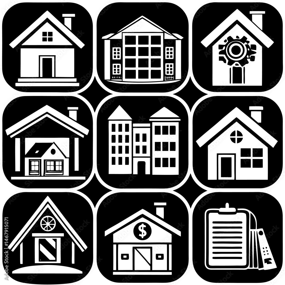 Fototapeta premium House and building vector icons set.