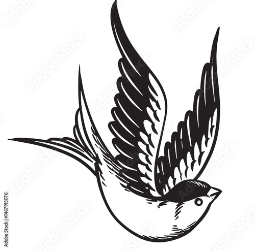 bird vintage hand drawing, engraving style
