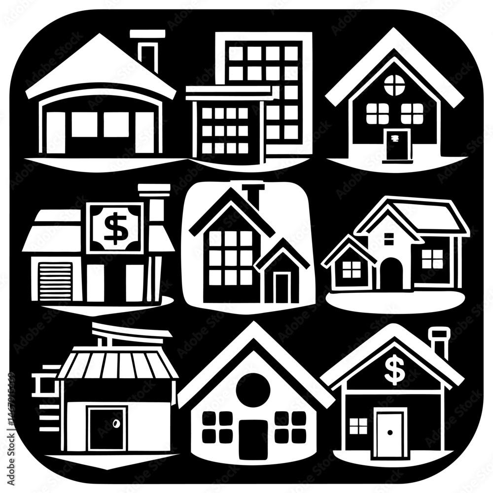 Fototapeta premium House and building vector icons set.