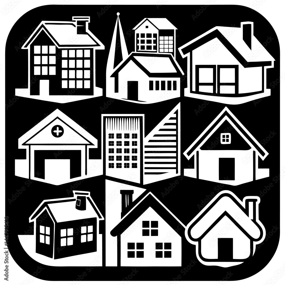 Fototapeta premium House and building vector icons set.