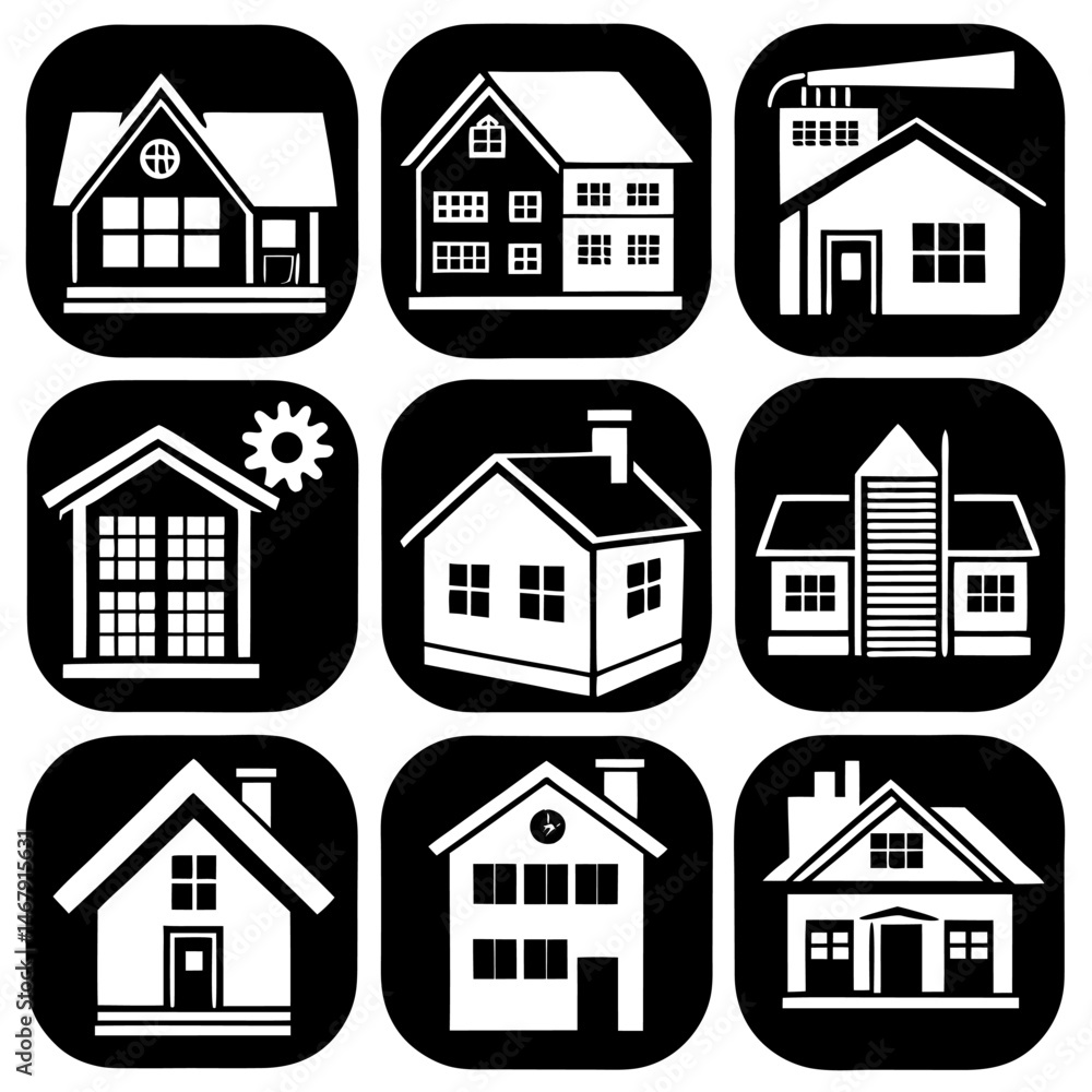 Fototapeta premium House and building vector icons set.