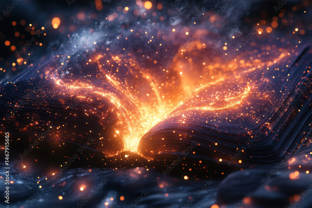 Fototapeta premium Book emitting glowing fire.
