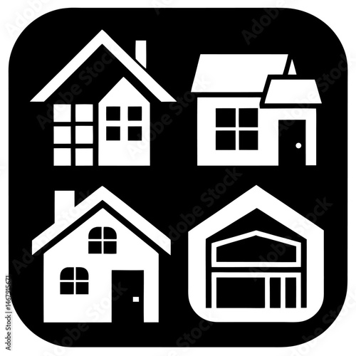 House and building vector icons set.