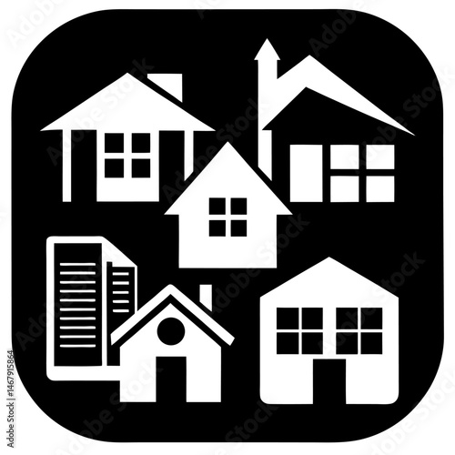 House and building vector icons set.