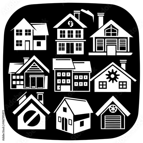 House and building vector icons set.