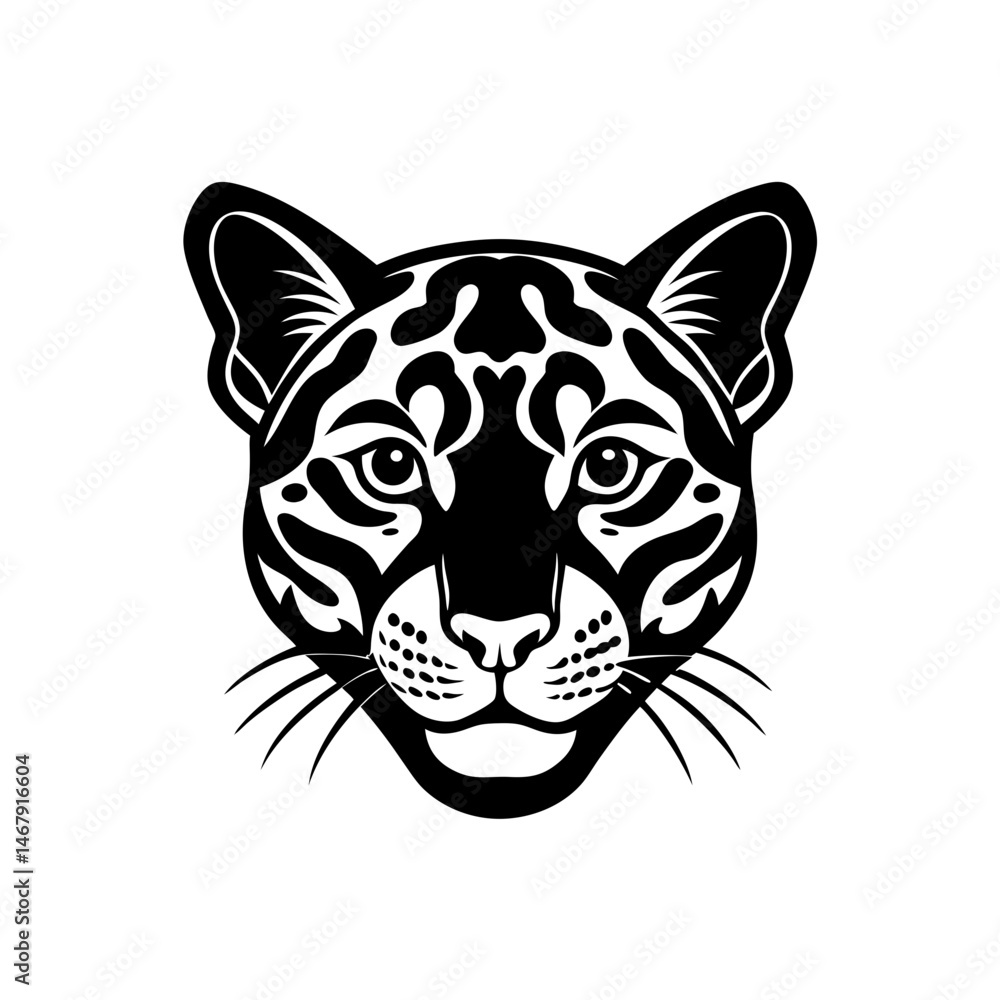 Fototapeta premium clouded leopard head on white background .svg