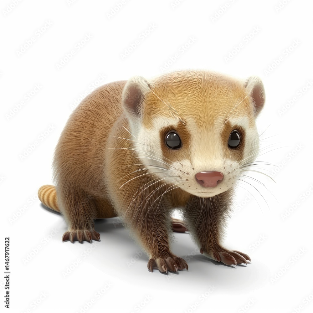 Close-up of a young coati against a white background. Close-up of a young coati against a white background.