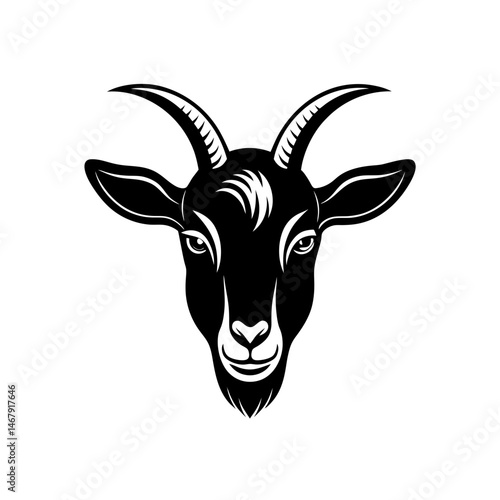 goat head on white background   