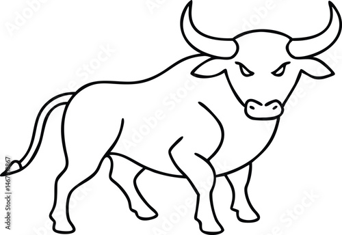Angry bull silhouette charging forward depicting power strength and aggression