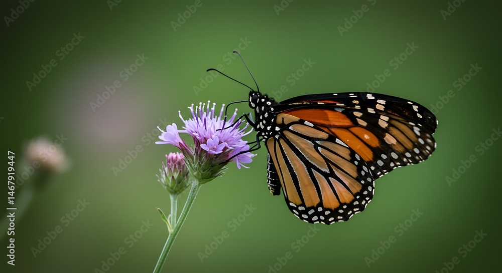 Monarch butterfly feeding on wildflower – macro shot Monarch butterfly feeding on wildflower – macro shot