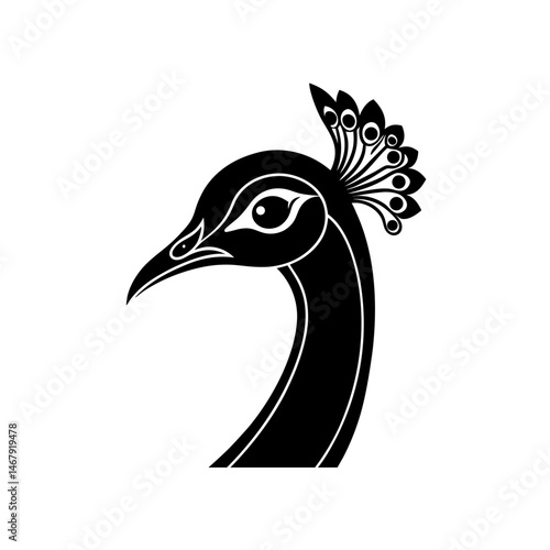 peacock head on white background 