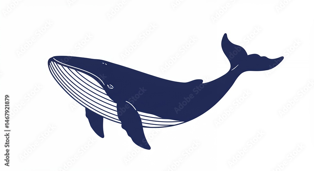 Obraz premium Blue whale illustration vector graphic