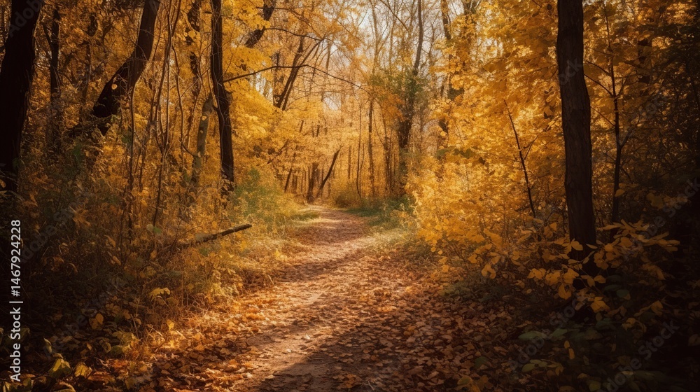Obraz premium Golden autumn forest path