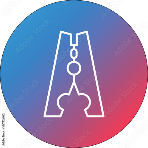 Clothes Pin Line Gradient Circle Background Icon