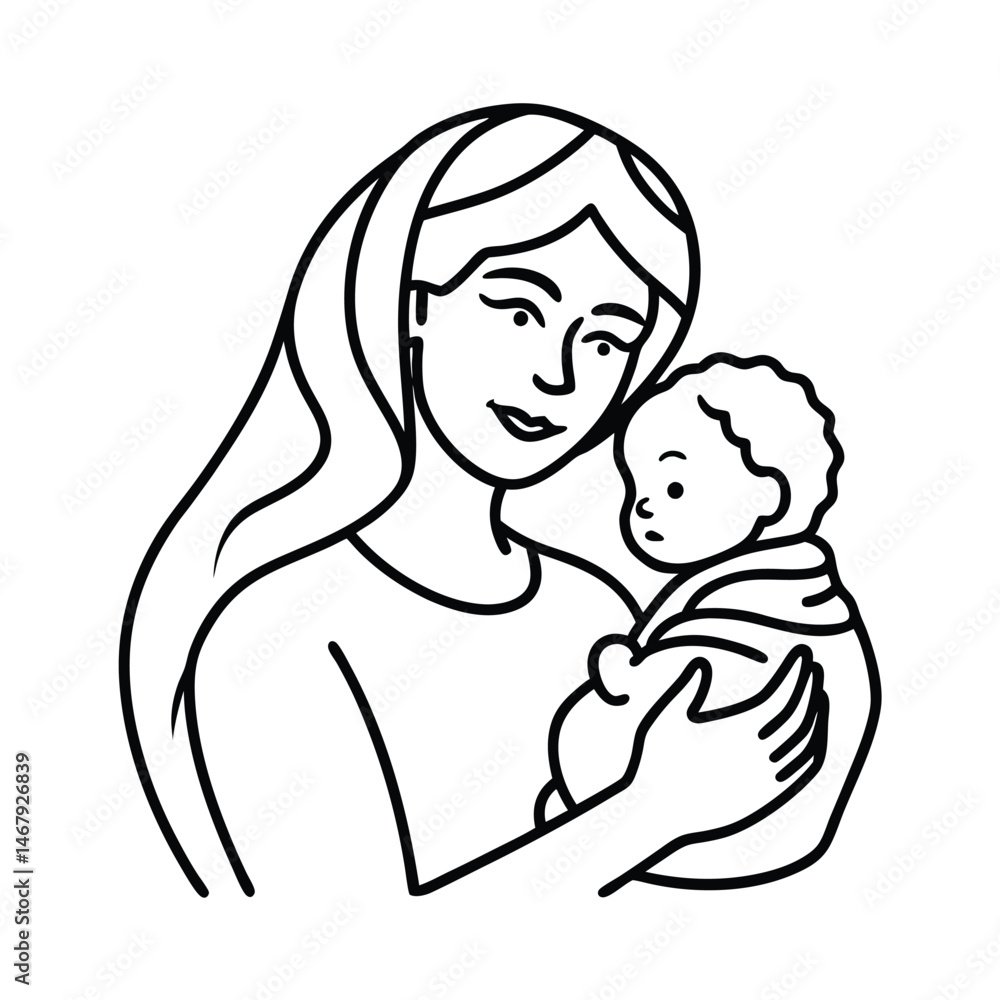 mother and baby line art vector art silhouette mother and baby line art vector art silhouette