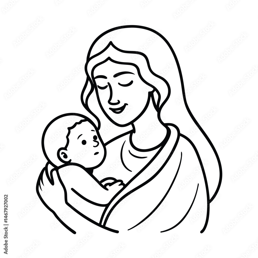 mother and baby line art vector art silhouette mother and baby line art vector art silhouette