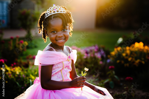 Little girl in pink dress at outdoor party
