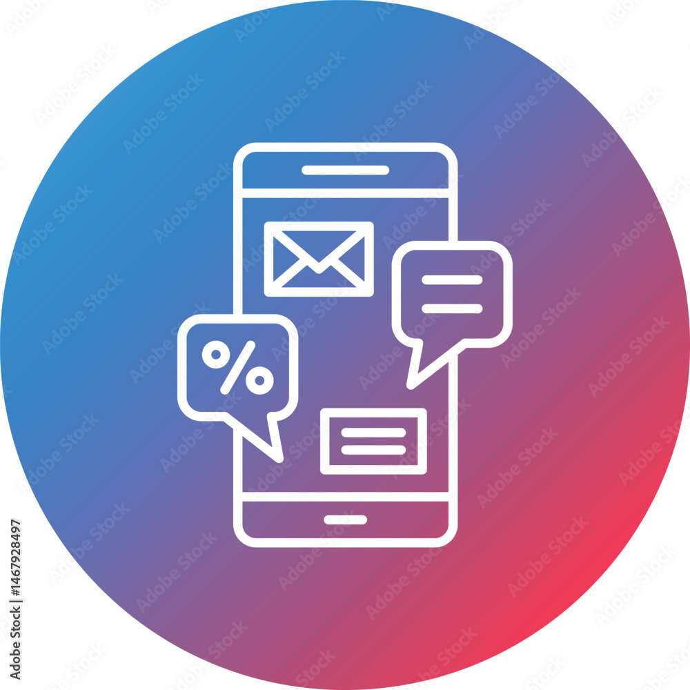 Mobile Marketing Line Gradient Circle Background Icon Mobile Marketing Line Gradient Circle Background Icon