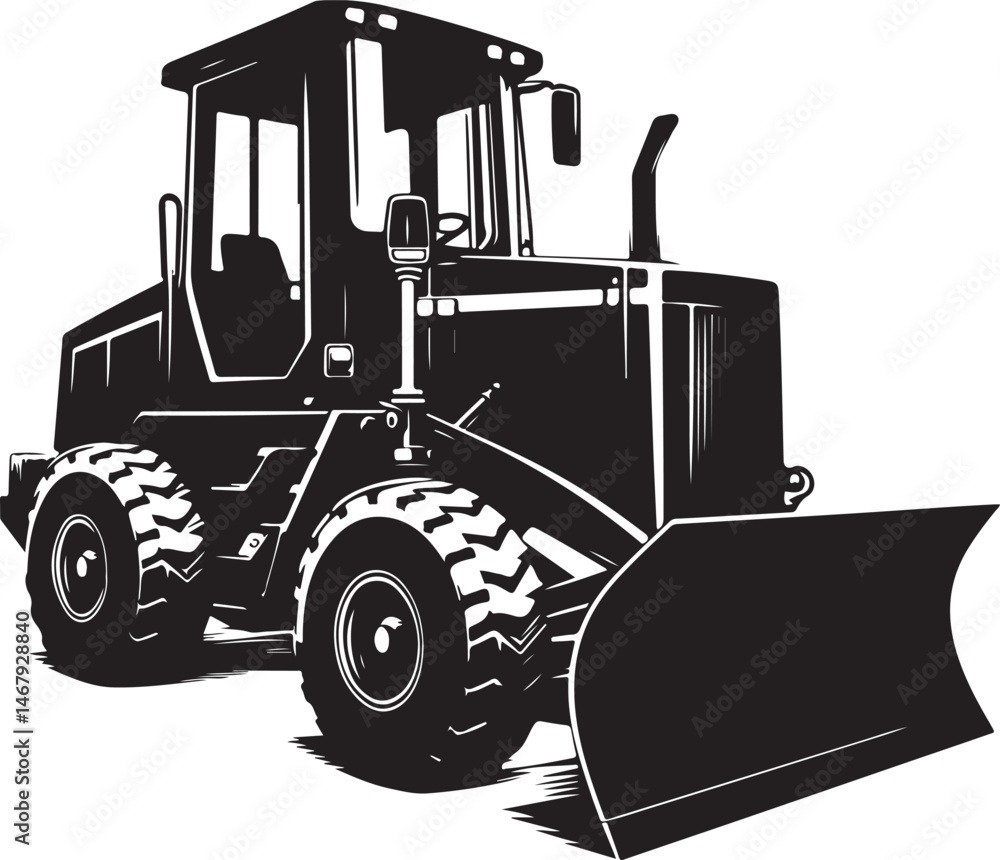 Naklejka premium excavator Skid Steer Loader Silhouette Vector Compact Construction Machine Icon new unique 2025 trendy 