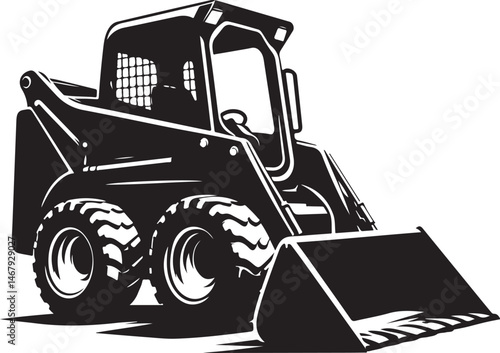 excavator Skid Steer Loader Silhouette Vector  Compact Construction Machine Icon new unique 2025 trendy 