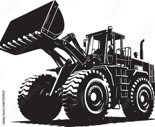 tractor on a white background Wheel Loader Silhouette Vector Front End Construction Equipment Icon new unique 2025 trendy