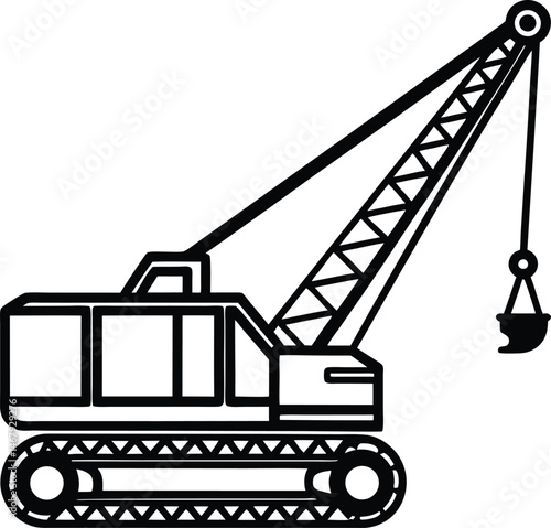 construction crane and truck  Crawler Crane Silhouette Vector  Heavy Duty Track Based Construction Equipment Illustration new unique 2025 trendy