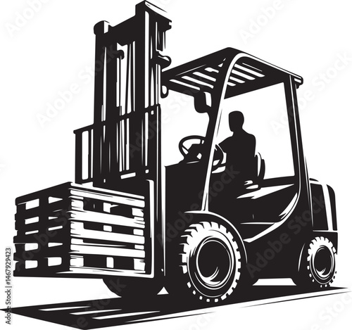 forklift in warehouse forklift silhouette vector industrial vehicle icon for warehouse and logistics design new 2025 unique