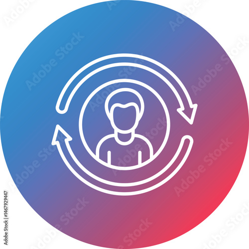 Returning Visitor Line Gradient Circle Background Icon
