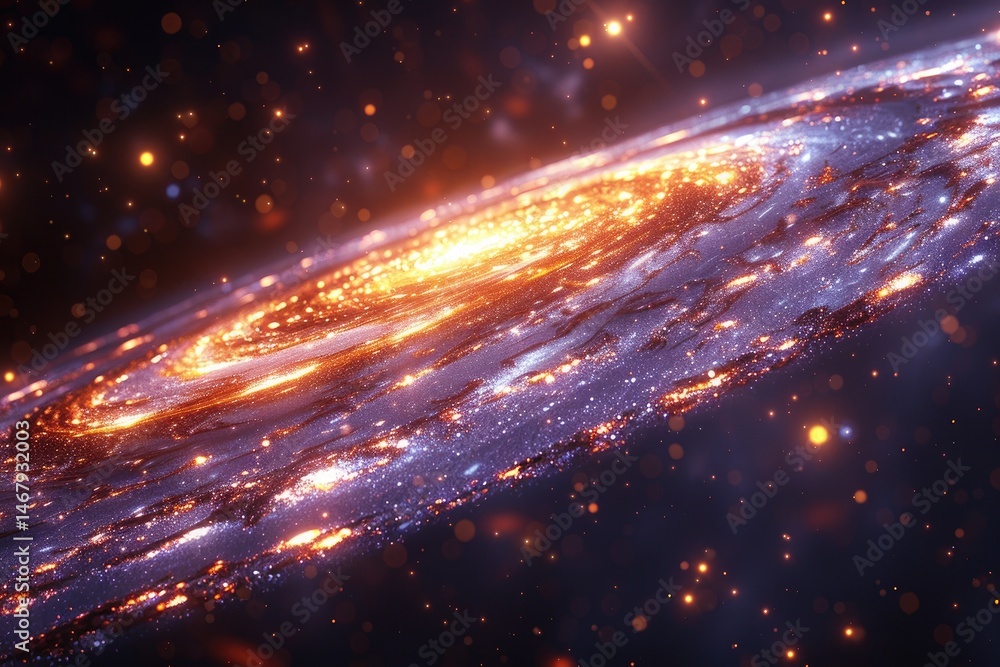 Naklejka premium A vibrant galaxy spirals through the vast and endless cosmic expanse