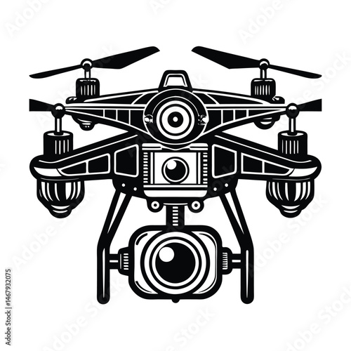 a multi functional camera dron vector art silhouette