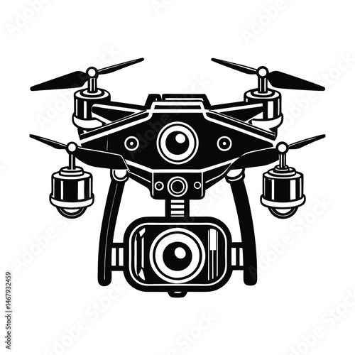 a multi functional camera dron vector art silhouette
