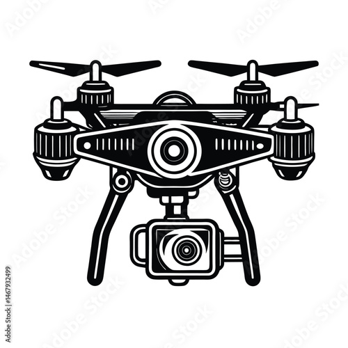 a multi functional camera dron vector art silhouette