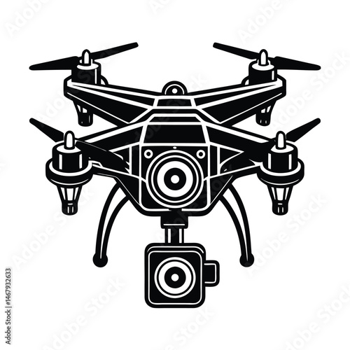 a multi functional camera dron vector art silhouette