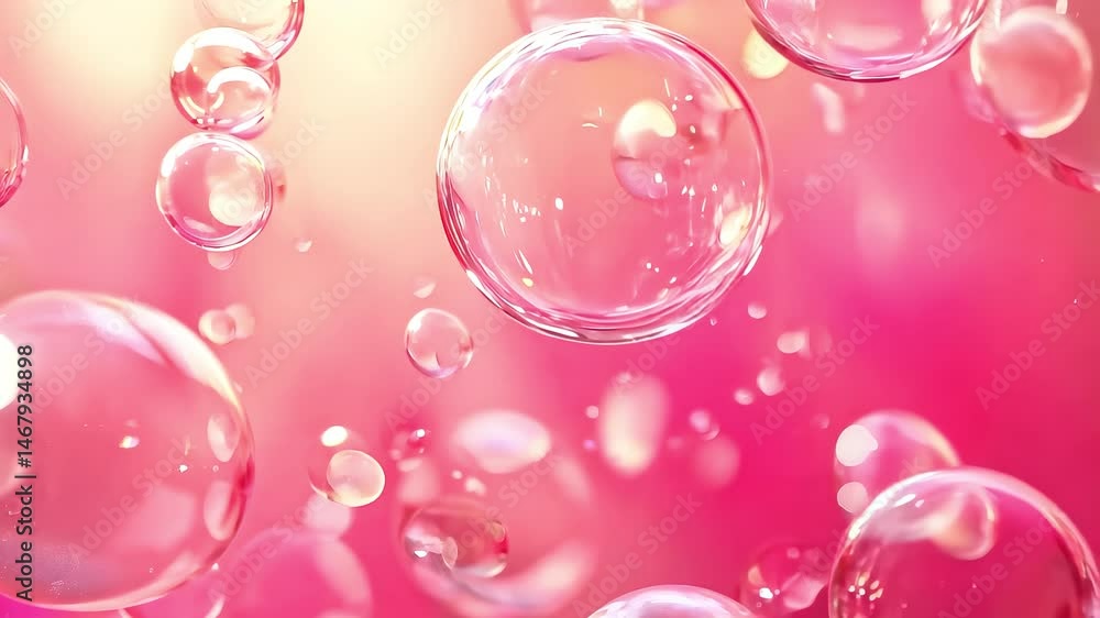 Transparent bubbles on pink background Transparent bubbles on pink background