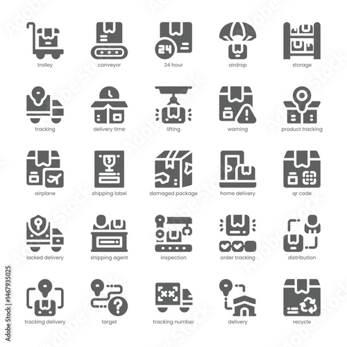 Delivery Tracking Icon pack for your website, mobile, presentation, and logo design. Delivery Tracking Icon solid design. Vector graphics illustration and editable stroke.