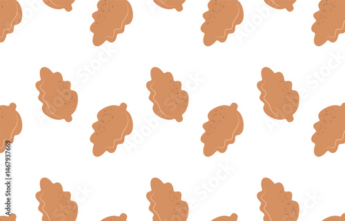 Seamless cookie pattern on a white background. Baking in the form of a sheet. Vector illustration