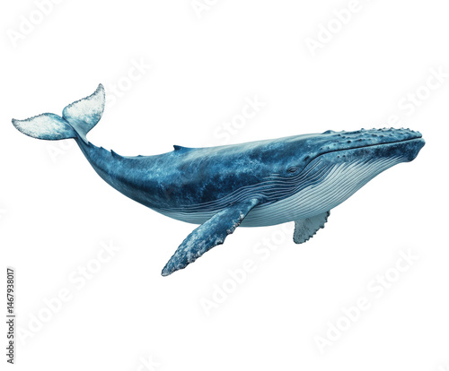 Exploring ocean depths humpback whale and serene marine life encounter isolated on transparent background