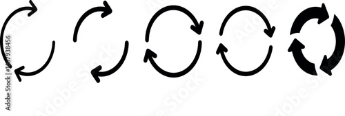 Transfer, swap, exchange, spin, flip concept. Circular arrow editable stroke outline icon isolated on white background flat vector illustration