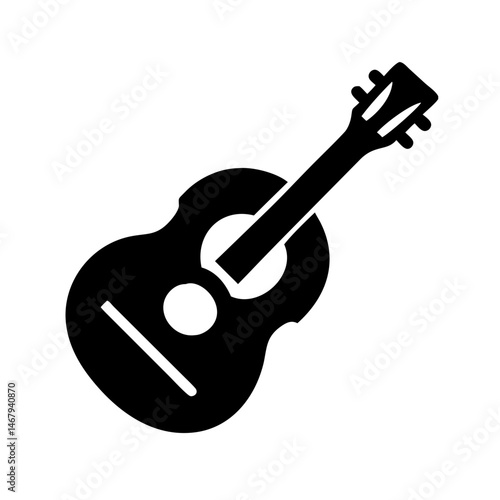 Silhouette of a Acoustic Guitar: A striking silhouette of an acoustic guitar, isolated with clean lines, inviting contemplation of music and creativity.