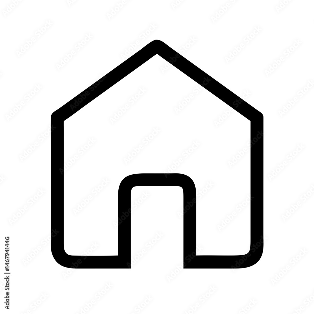 Simple Home Icon: Clean, minimalist black outline of a home icon, evoking feelings of warmth, security, and belonging. Simple Home Icon: Clean, minimalist black outline of a home icon, evoking feelings of warmth, security, and belonging.