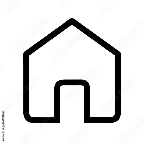 Simple Home Icon: Clean, minimalist black outline of a home icon, evoking feelings of warmth, security, and belonging.